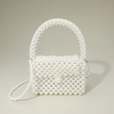 Fashnzfab Pearl Beaded Mini Top Handle Flap Box Handbag / Crossbody Bag In Multi