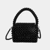 Fashnzfab Pearl Beaded Mini Top Handle Handbag / Crossbody Bag In Black