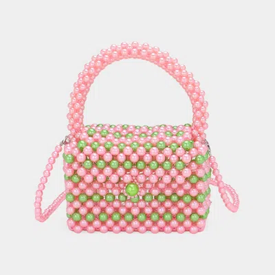 Fashnzfab Pearl Beaded Mini Top Handle Handbag / Crossbody Bag In Multi
