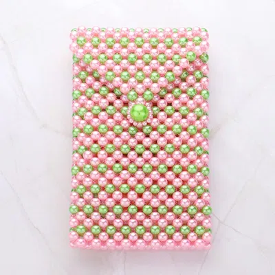Fashnzfab Pearl Beaded Phone Holder Crossbody Bag In Multi