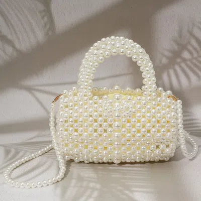 Fashnzfab Pearl Beaded Round Top Handle Flap Hand Bag / Crossbody Bag In Multi