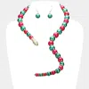 Fashnzfab Pearl Beaded Snake Open Necklace In Multi