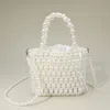 Fashnzfab Pearl Beaded Top Handle Drawstring Pouch Handbag / Crossbody Bag In Multi