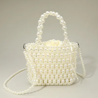 Fashnzfab Pearl Beaded Top Handle Drawstring Pouch Handbag / Crossbody Bag In Multi