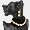 Fashnzfab Pearl Beaded Velvet Choker Necklace In Gold