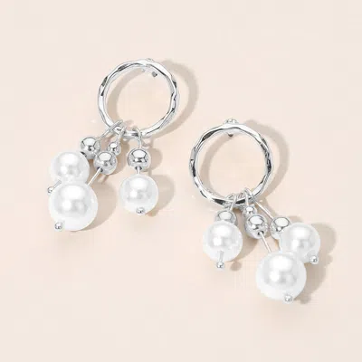 Fashnzfab Pearl Beads Drop Earrings In Metallic