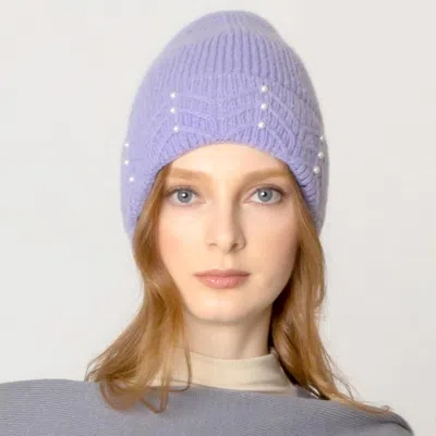 Fashnzfab Pearl Beanie Hat In Purple