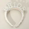 Fashnzfab Pearl Bride Message Pointed Headband - Clear In Multi