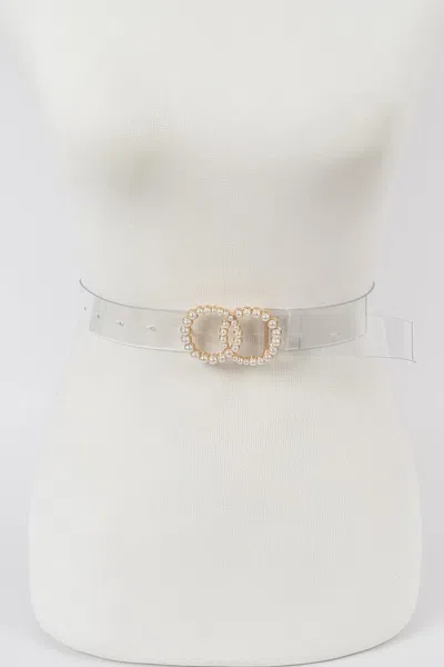 Fashnzfab Pearl Buckle Transparent Belt In Neutral