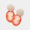 Fashnzfab Pearl Cameo Dangle Earrings In Pink