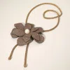 Fashnzfab Pearl Centered Bling Studded Flower Pointed Bolo Tie Necklace In Gold
