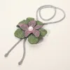 Fashnzfab Pearl Centered Bling Studded Flower Pointed Bolo Tie Necklace In Multi