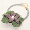 Fashnzfab Pearl Centered Bling Studded Oversized Flower Pointed Necklace In Multi
