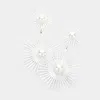 Fashnzfab Pearl Centered Colored Abstract Dangle Earrings - White In White