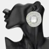 Fashnzfab Pearl Centered Rhinestone Embellished Earrings - Ab, Rhodium In Metallic