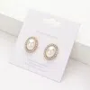 Fashnzfab Pearl Centered Rhinestone Trimmed Stud Earrings In Multi