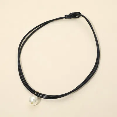 Fashnzfab Pearl Charm Accent Adjustable Cord Necklace In Pink