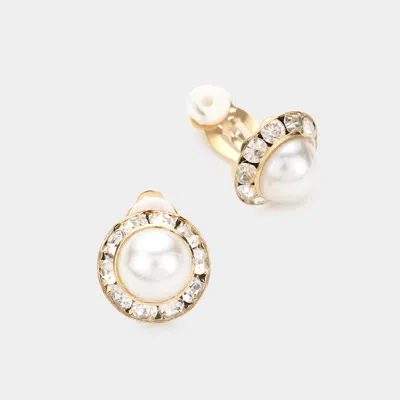 Fashnzfab Pearl Clip On Earrings In White