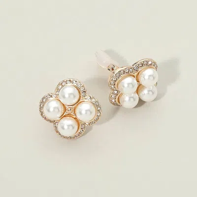 Fashnzfab Pearl Cluster Clip On Earrings In Gold