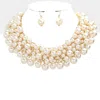 Fashnzfab Pearl Cluster Collar Necklace In White