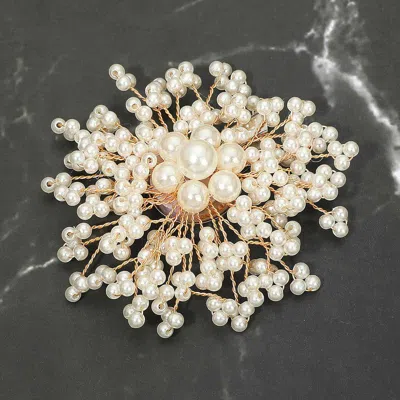 Fashnzfab Pearl Cluster Floral Pin Brooch Alligator Snap Hair Clip In Multi