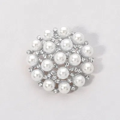 Fashnzfab Pearl Cluster Pin Brooch In White