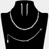 Fashnzfab Pearl Cluster Pointed Rhinestone Paved Necklace Jewelry Set In Multi