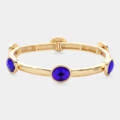 Fashnzfab Pearl Cluster Pointed Stretch Bracelet In Blue