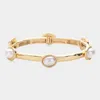 Fashnzfab Pearl Cluster Pointed Stretch Bracelet Cream, Gold In Multi