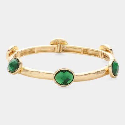 Fashnzfab Pearl Cluster Pointed Stretch Bracelet Green