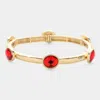 Fashnzfab Pearl Cluster Pointed Stretch Bracelet Red In Red