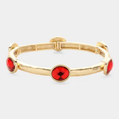 Fashnzfab Pearl Cluster Pointed Stretch Bracelet Red