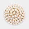 Fashnzfab Pearl Cluster Round Pin Brooch In Gold