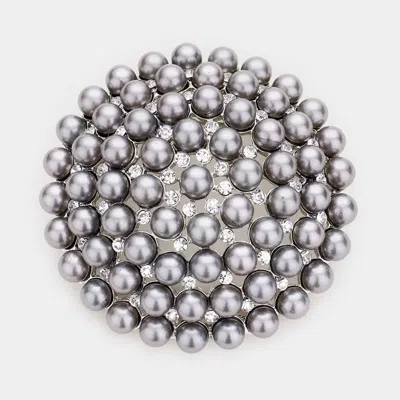 Fashnzfab Pearl Cluster Round Pin Brooch In Multi