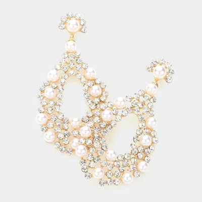Fashnzfab Pearl Detail Rhinestone Open Teardrop Evening Earrings In Multi