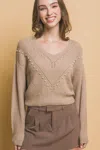 Fashnzfab Pearl Details Sweater In Multi
