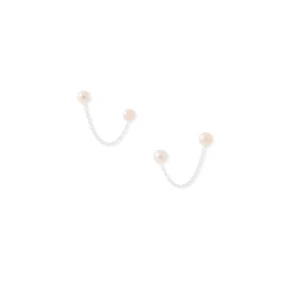 Fashnzfab Pearl Double Post Earrings In Pink