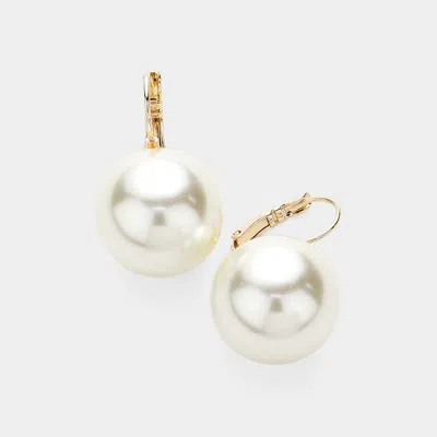 Fashnzfab Pearl Earrings - Cream, Gold