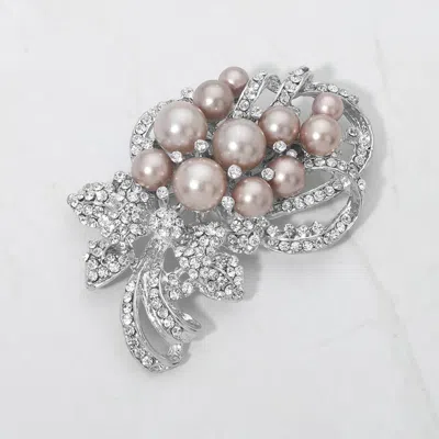 Fashnzfab Pearl Embellished Bouquet Pin Brooch In Metallic