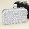 Fashnzfab Pearl Embellished Box Clutch Evening Bag / Crossbody Bag In White