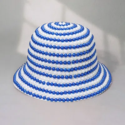 Fashnzfab Pearl Embellished Bucket Hat In Blue