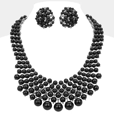 Fashnzfab Pearl Embellished Collar Necklace In Black
