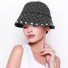 Fashnzfab Pearl Embellished Patterned Bucket Hat In Black