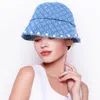 Fashnzfab Pearl Embellished Patterned Bucket Hat In Blue