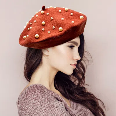 Fashnzfab Pearl Embellished Tam Beret Hat In Multi