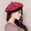 Fashnzfab Pearl Embellished Tam Beret Hat In White