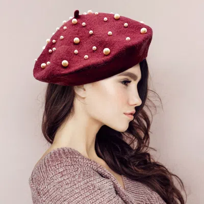 Fashnzfab Pearl Embellished Tam Beret Hat In White