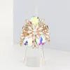 Fashnzfab Pearl Embellished Teardrop Stone Accented Flower Stretch Ring In Multi