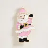 Fashnzfab Pearl Enamel Santa Pin Brooch In Pink