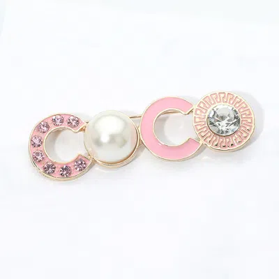 Fashnzfab Pearl Faceted Stone Coco Pin Brooch In Multi